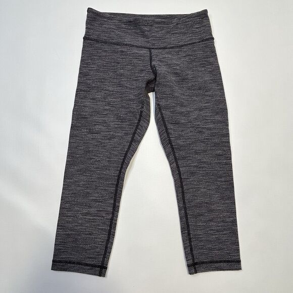 Lululemon Wunder Under Crop Leggings Size 6 Coco Pique Black White/Black READ - Picture 1 of 12